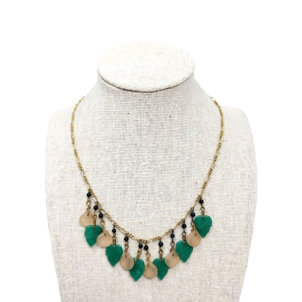 Vintage Pididdly Links Necklace Leaves Shell Charms